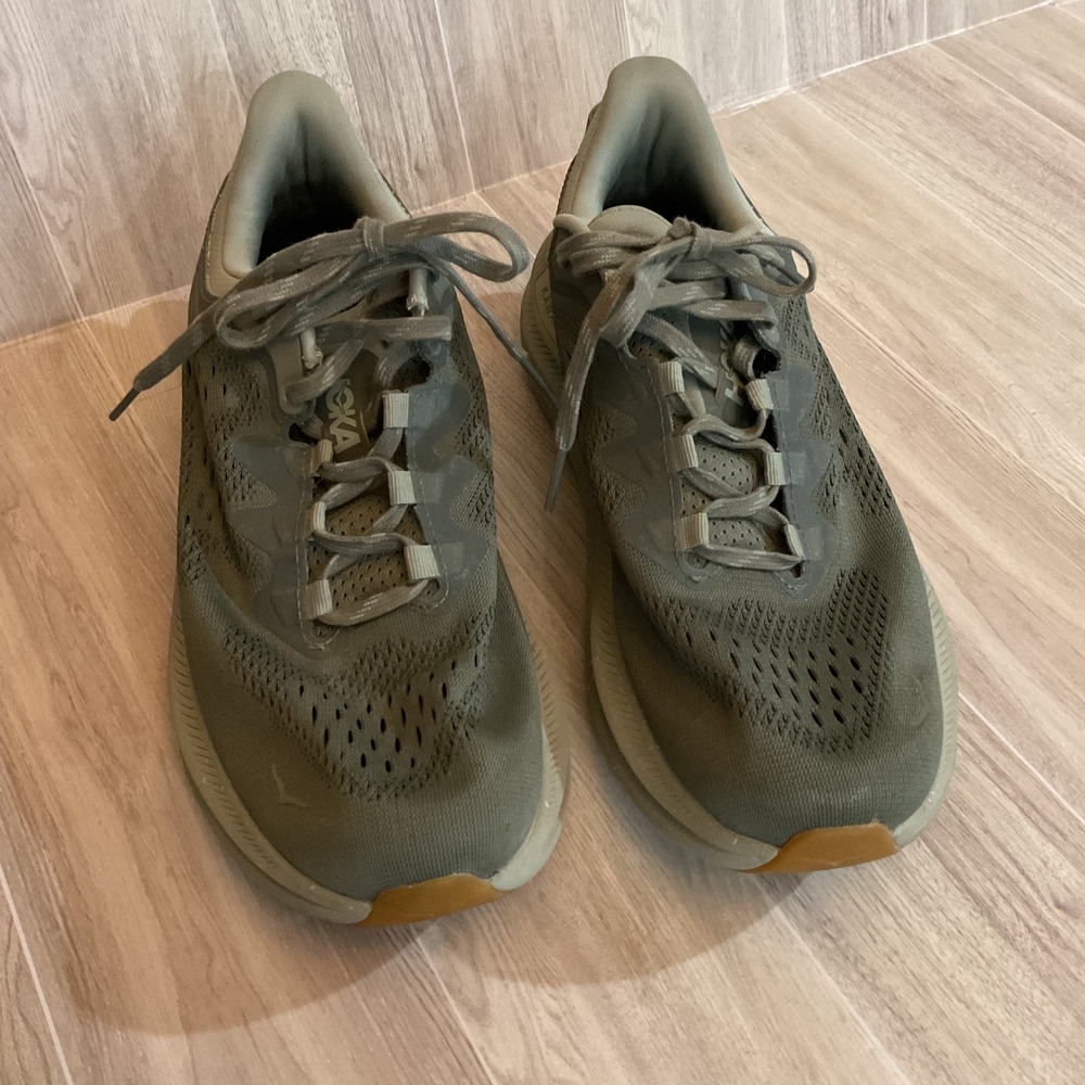 Hoka Kawana 2 Mens Running Shoes Green Shifting Sand Cork 1147930-SCV Size 8.5
